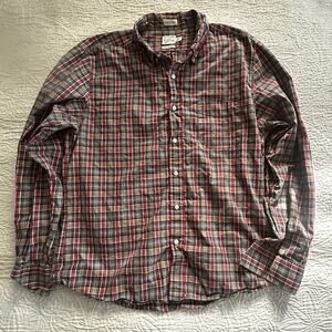 J. Crew Men's Casual Plaid Shirt - Red, Black, Gray, Brown